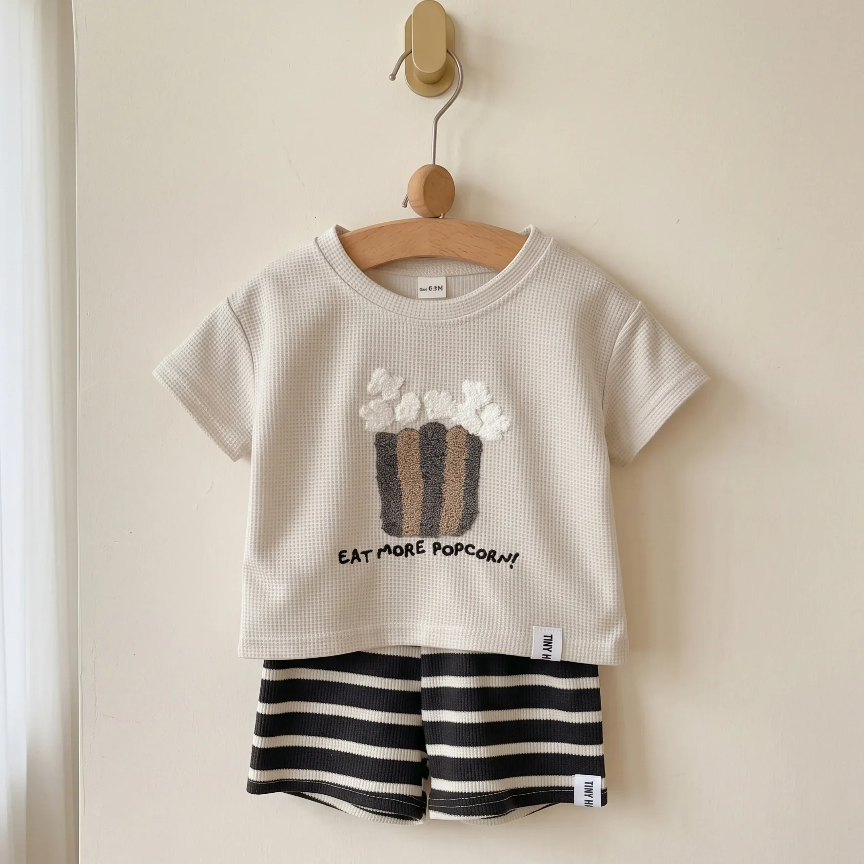 Summer Baby Boys Girls Clothes Children Popcorn Bucket Embroidery Sticker Shirt Shorts 2pcs Toddler Casual Style Clothing 0-3Y - Image 5