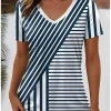 Summer New Women's T-shirt 3D Simple Printing V-neck Short Sleeve Shirt Fashion Plus Size T-shirt Clothing Y2k Women's T-shirt