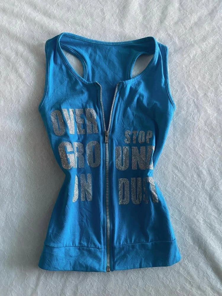 Summer Vintage 90s Women Crop Vest Y2K Letter Print Punk Sexy Grunge Harajuku Sleeveless Tank Tops Fashion Camisole - Image 2