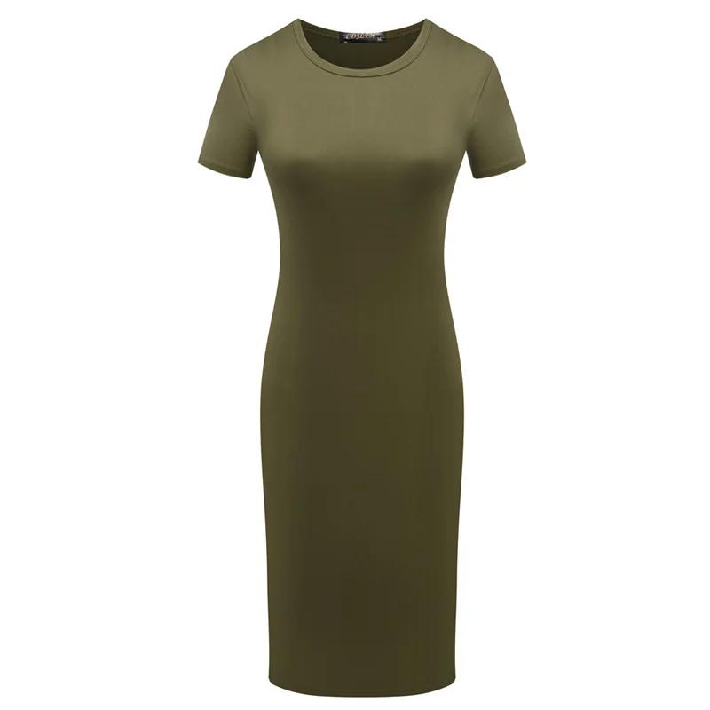 Summer Women Dresses Knee-Length Shinny Casual Short Sleeve Bandage Bodycon Sheath Dress Vestidos QT031 - Image 6