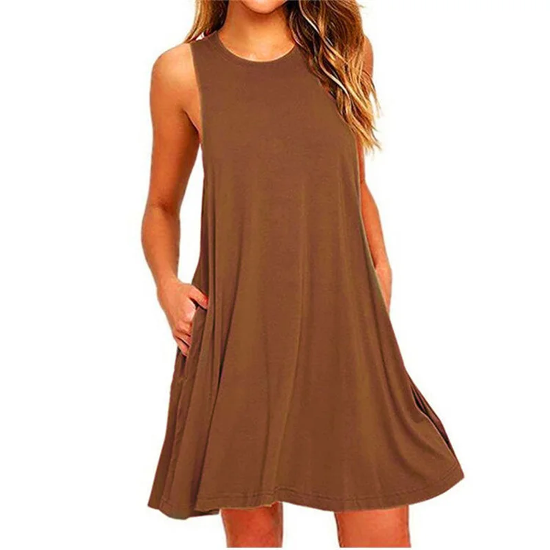 Summer Women Sleeveless Dress Ladies Casual O-Neck Club Beach Loose A-Line Mini Dress Vestidos QT034 - Image 4