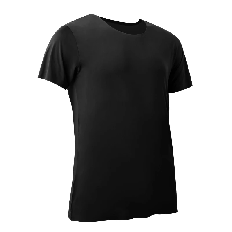 Summer ice silk seamless men's short-sleeved T-shirt round neck half-sleeved clothes thin base shirt slim underwear - Image 4