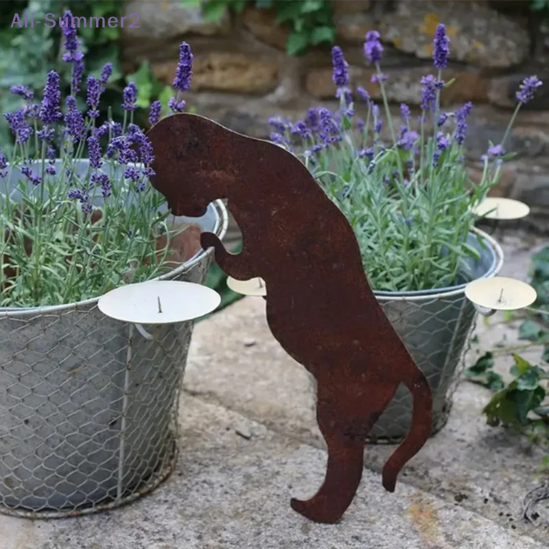 {Summer2} 【Summer2】Rustic Rusty Metal Cat Garden Statue | Classic Outdoor Yard Decor | Durable Freestanding Lawn Ornament - Image 3