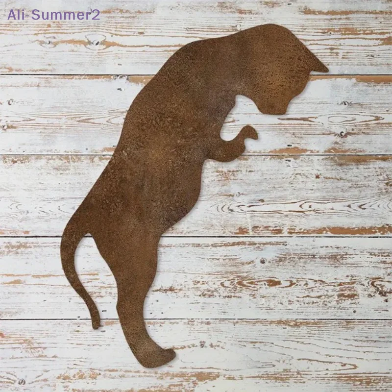 {Summer2} 【Summer2】Rustic Rusty Metal Cat Garden Statue | Classic Outdoor Yard Decor | Durable Freestanding Lawn Ornament - Image 5
