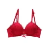 Sweet Breathable Lace Flower Bra Bowknot Thin Push Up Bra Intimates Adjustable Underwear for Women Gifts
