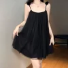 Sweet Cute New Arrival Solid Color Sexy Floral Mesh Spaghetti Strap Nightdress For Women With Chest Pad Home Sleepwear