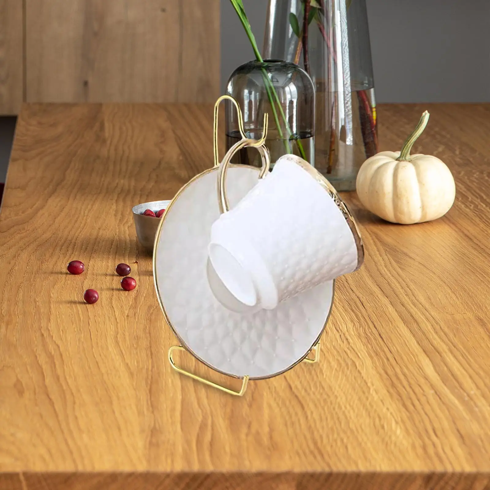 Tea Cup and Saucer Display Stand Elegant Cup Holder Teacup Display Easel Holder for Party Restaurant Table Office Cabinet