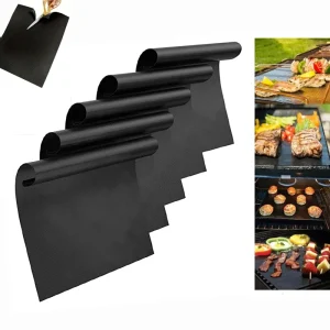Teflon Non-Stick Grill Mat Heat Resistant Easy Clean Cooking Grill PanBottom Baking Mat Fiberglass Grill Mat Kitchen Grill Tools