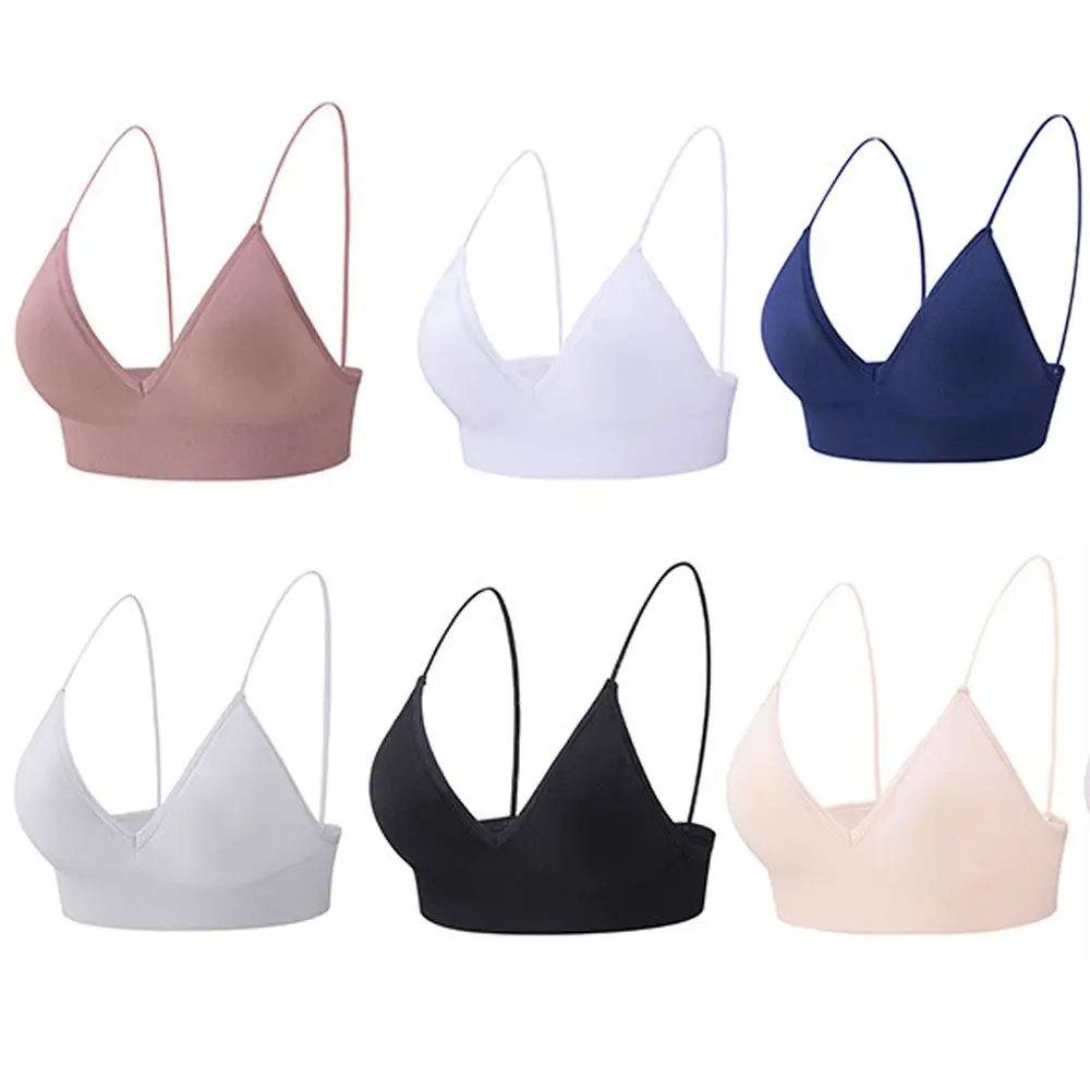 Thin Triangle Cup Seamless Boneless Sports Bra Deep V Bralettes Women Crop Top Fitness Yoga Top - Image 2