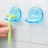 Toothbrush Shaver Holder Bathroom Wall Suction Cup Hook Shaver Bathroom Transparent Plastic Blue Gray Shaver Holder