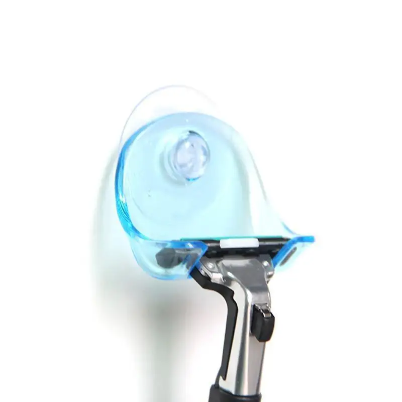 Toothbrush Shaver Holder Bathroom Wall Suction Cup Hook Shaver Bathroom Transparent Plastic Blue Gray Shaver Holder - Image 4