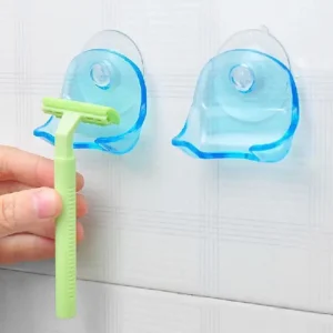 Toothbrush Shaver Holder Bathroom Wall Suction Cup Hook Shaver Bathroom Transparent Plastic Blue Gray Shaver Holder