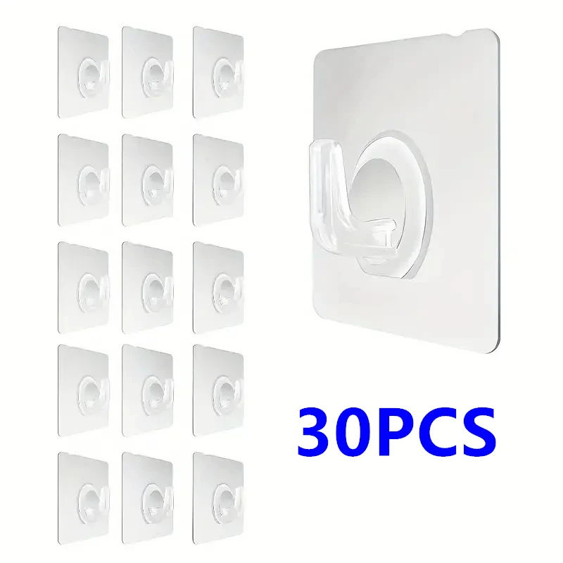 Transparent Strong Self Adhesive Hooks No Trace Sticky Hooks Key Storage Hanger For Kitchen Bathroom Door Wall Multi-Function