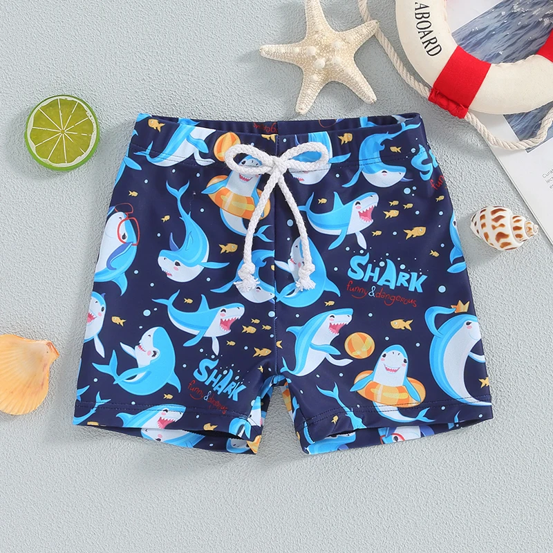 Tregren Toddler Boys Swim Trunks Cartoon Shark Print Elastic Waist Swim Shorts Bathing Suit Swimsuit Infant Swimming Bottoms - Image 2