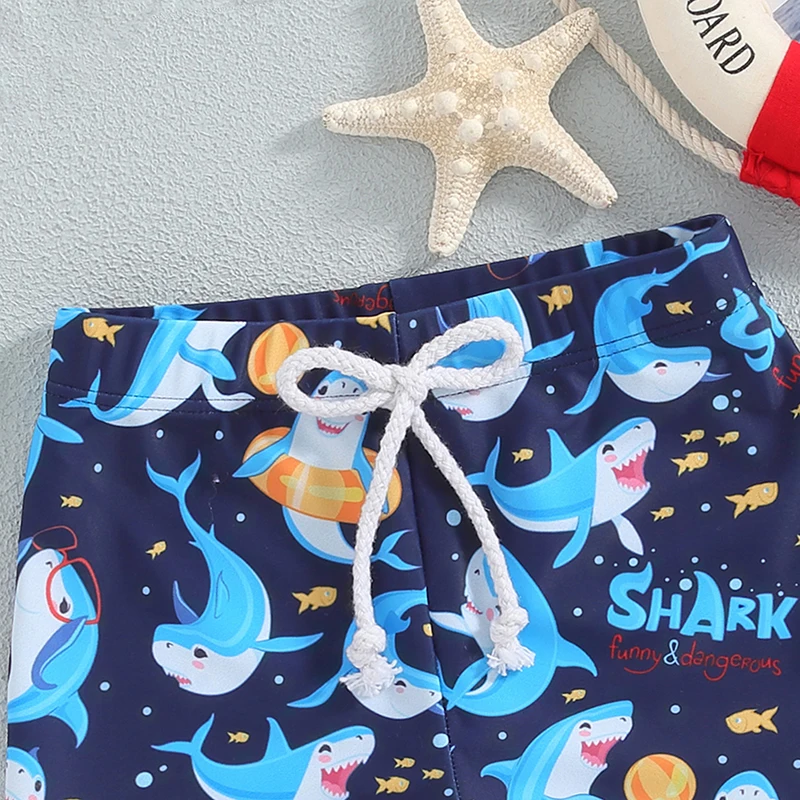 Tregren Toddler Boys Swim Trunks Cartoon Shark Print Elastic Waist Swim Shorts Bathing Suit Swimsuit Infant Swimming Bottoms - Image 5