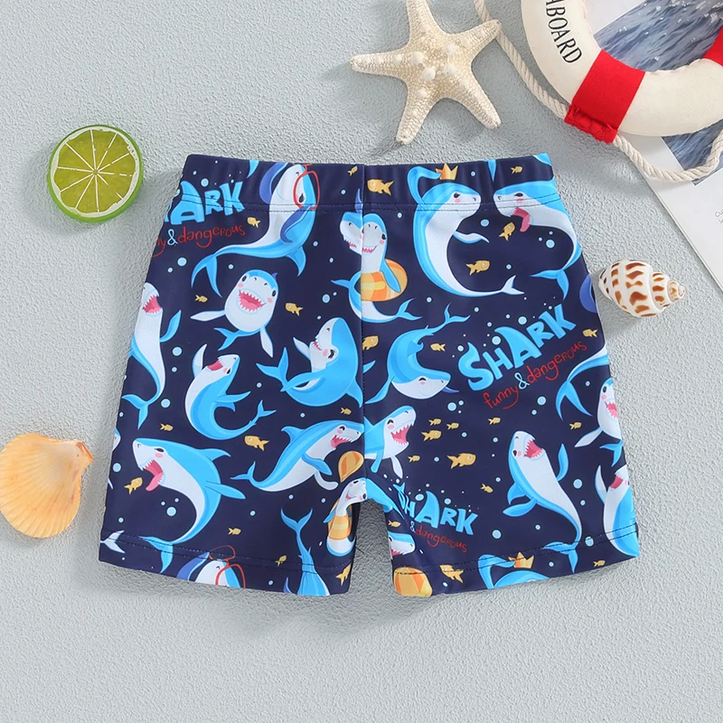 Tregren Toddler Boys Swim Trunks Cartoon Shark Print Elastic Waist Swim Shorts Bathing Suit Swimsuit Infant Swimming Bottoms - Image 3