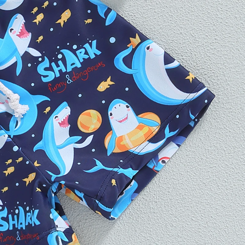 Tregren Toddler Boys Swim Trunks Cartoon Shark Print Elastic Waist Swim Shorts Bathing Suit Swimsuit Infant Swimming Bottoms - Image 6