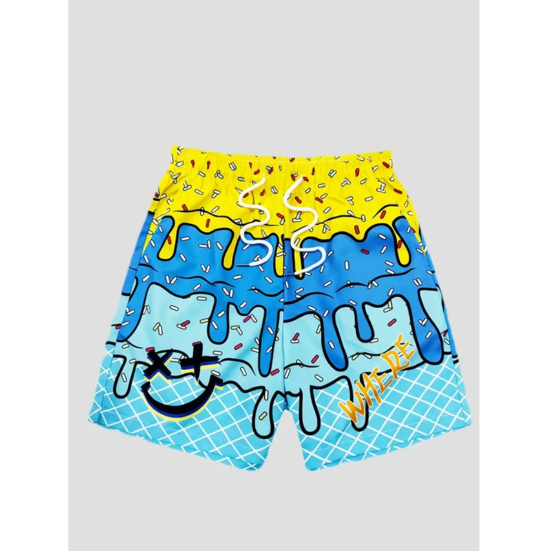 Trend Ice Cream Graphic Beach Shorts For Men Fashion Summer Cool 3D Print Swim Trunks Loose Streetwear Hip Hop Kids Short Pants - Image 2