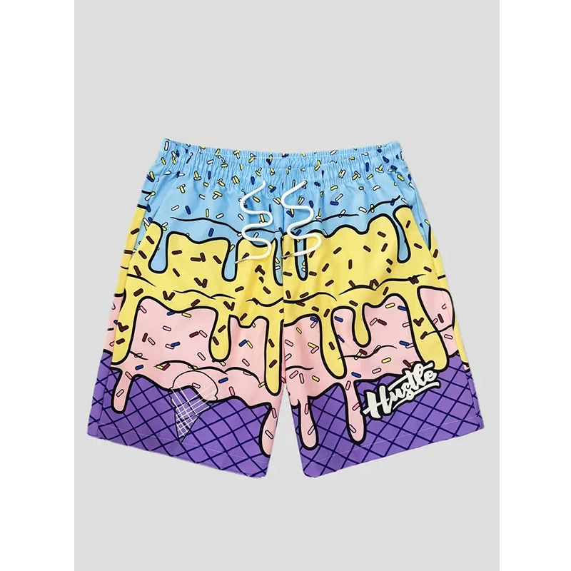 Trend Ice Cream Graphic Beach Shorts For Men Fashion Summer Cool 3D Print Swim Trunks Loose Streetwear Hip Hop Kids Short Pants - Image 3