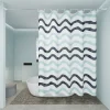Two-Color Wavy Pattern Shower Curtain, a Simple Yet Design-Savvy Dry-Wet Separation Partition Shower Curtain