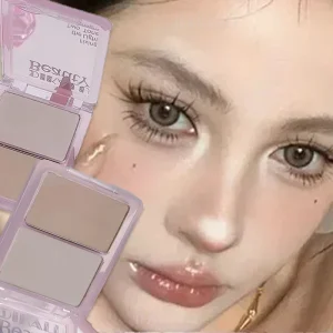 Two-tone Highlight Contour Palette Matte Highlighter High-gloss Nose Shadow Face Contouring Bronzer Blush Brighten Powder Makeup