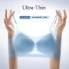 Ultra-thin breathable ice silk bra Women's underwear seamless halter vest U-shaped back pull together