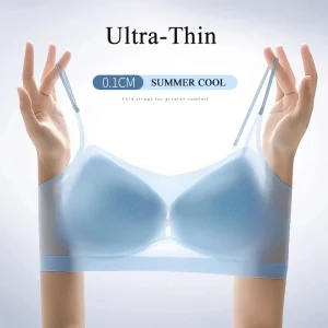 Ultra-thin breathable ice silk bra Women's underwear seamless halter vest U-shaped back pull together
