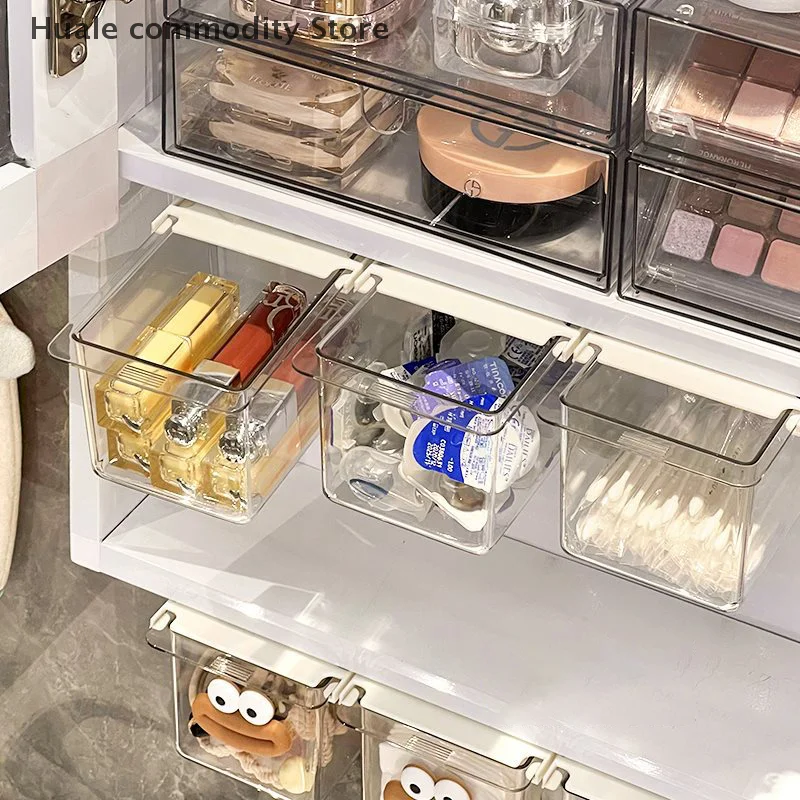 Under Mirror Cabinet Drawer Organizer Transparent Simple Bathroom Cabinet Cotton Swabs Cosmetic Pull Out Shelf Storage Box - Image 2
