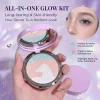 Unicorn Embossed Highlighter Powder Palette Face Eyes Brightening Shimmer Highlight Natural Dewy Glow Bronzer For Cheekbone Nose Everyday Makeup Cruelty Free