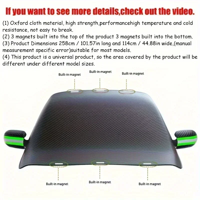 Universal Suv Snow Protector Universal Car Windshield Snow Cover with Magnets Premium Oxford Cloth Frost Protection for Winter - Image 6
