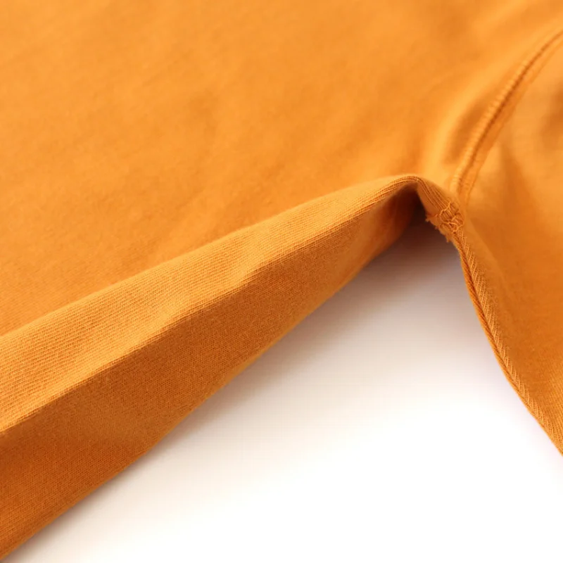 Urban Label Pure Cotton Tube Woven 265g T-shirt Men Heavy Retro Thickened Collar Non Deformable Short Sleeved T-shirt for Women - Image 4