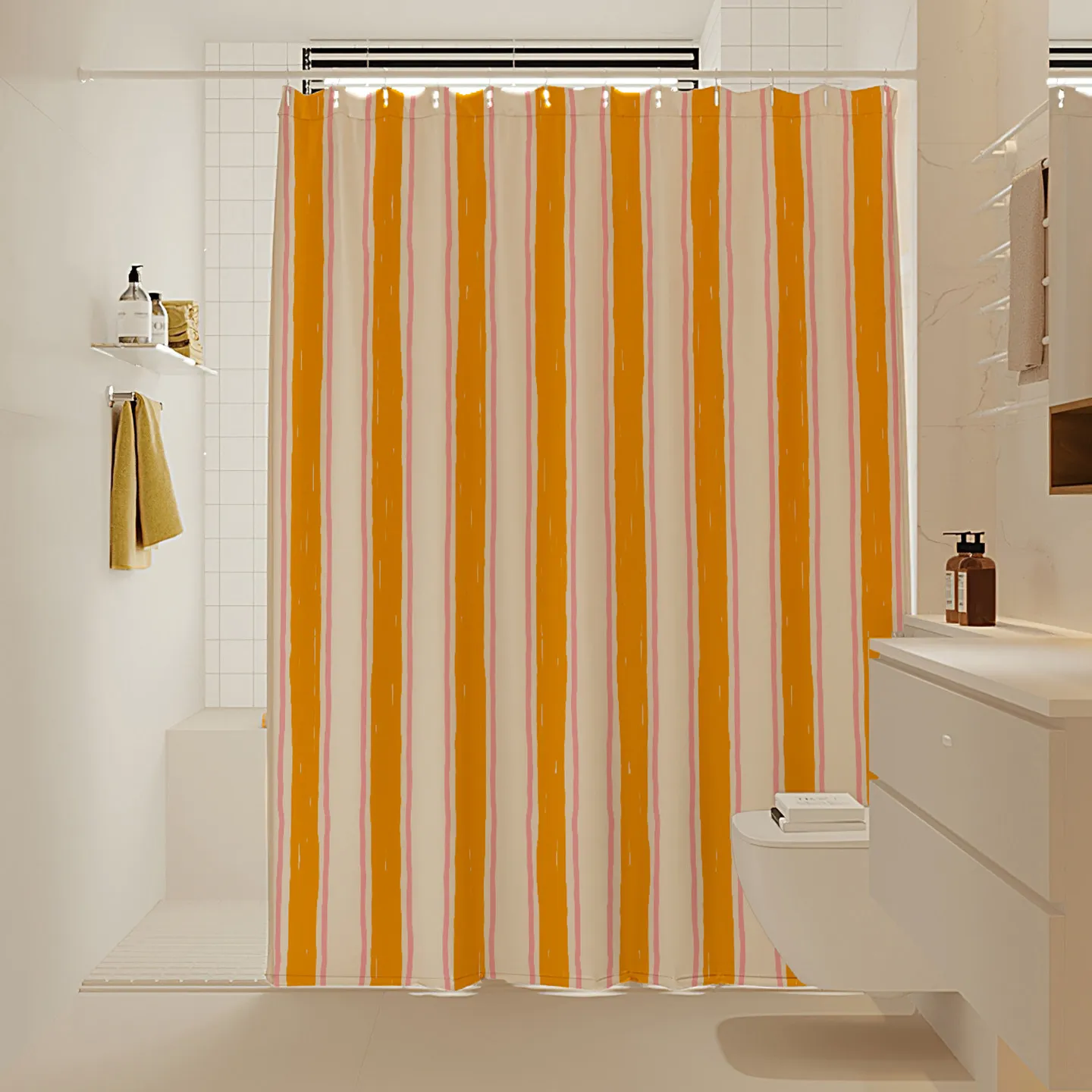 VIKAMA bathroom shower curtain blocking curtain, bath shower dry and wet separation, waterproof and mildew-proof Decor - Image 3