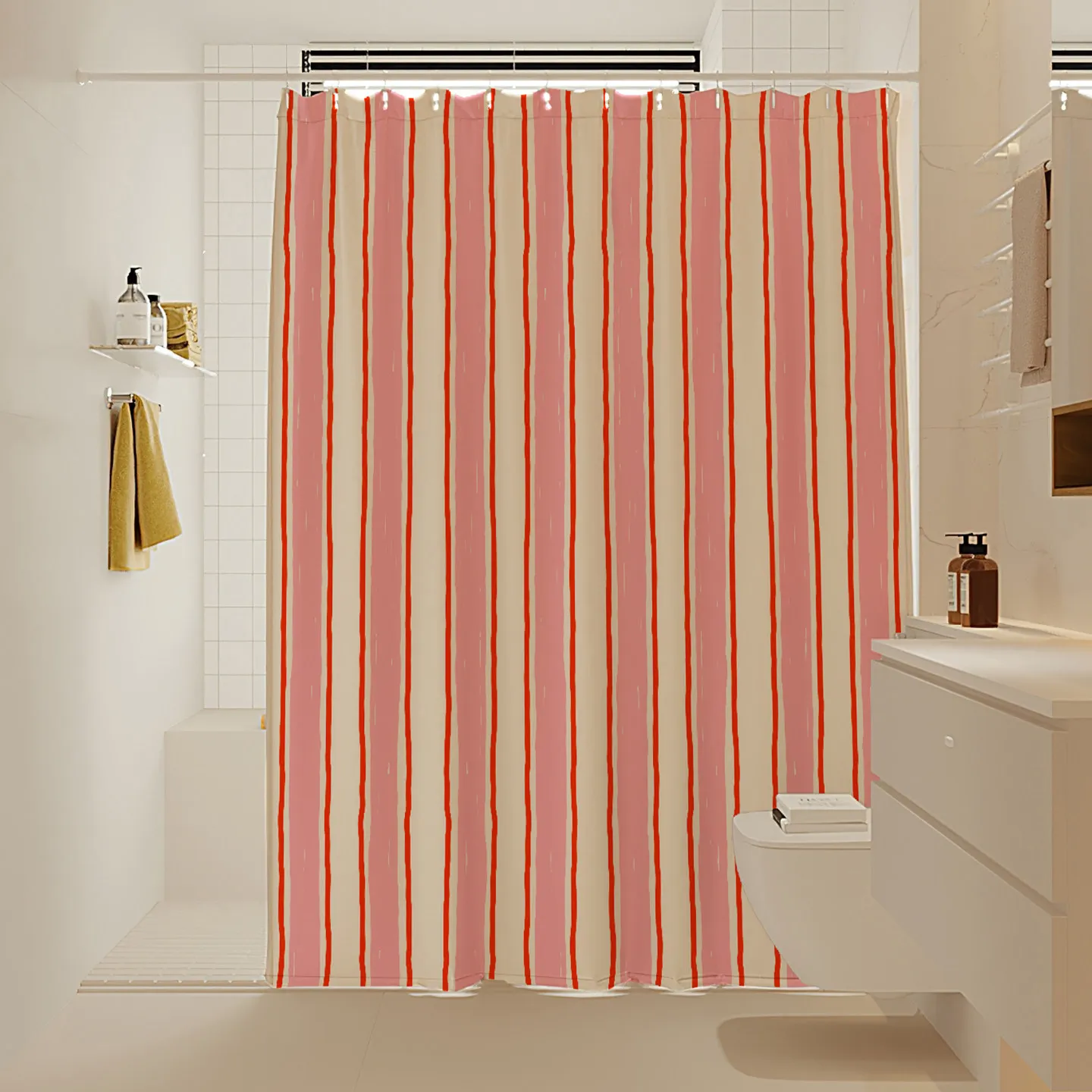 VIKAMA bathroom shower curtain blocking curtain, bath shower dry and wet separation, waterproof and mildew-proof Decor