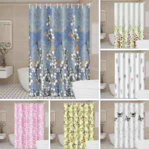 Vintage Pastoral Shower Curtain – Durable Polyester Material, Waterproof for Elegant Country Bathrooms