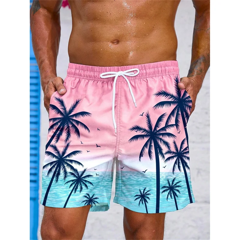 Vintage Plant Pattern Beach Shorts For Men Coconut Tree 3D Printed Swim Trunks Summer Hawaiian Short Pants Loose Board Shorts - Image 2