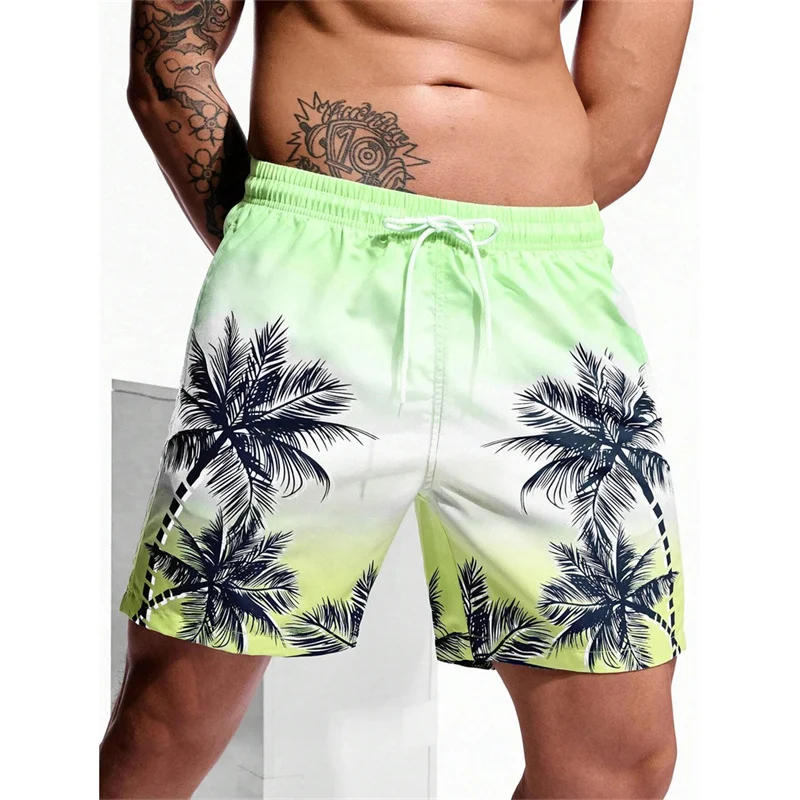 Vintage Plant Pattern Beach Shorts For Men Coconut Tree 3D Printed Swim Trunks Summer Hawaiian Short Pants Loose Board Shorts - Image 4