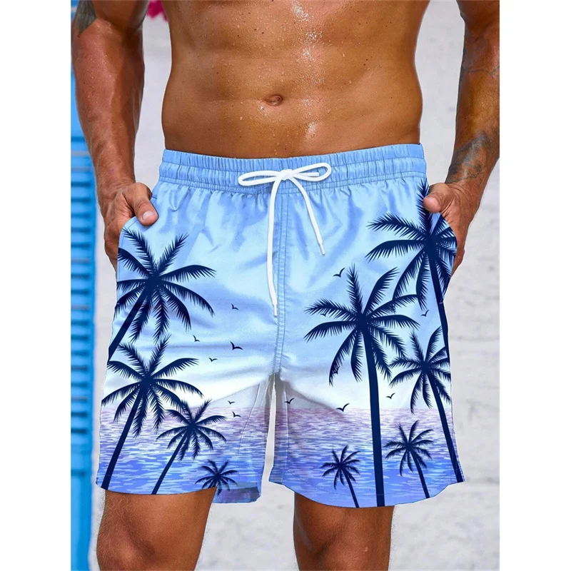 Vintage Plant Pattern Beach Shorts For Men Coconut Tree 3D Printed Swim Trunks Summer Hawaiian Short Pants Loose Board Shorts - Image 3