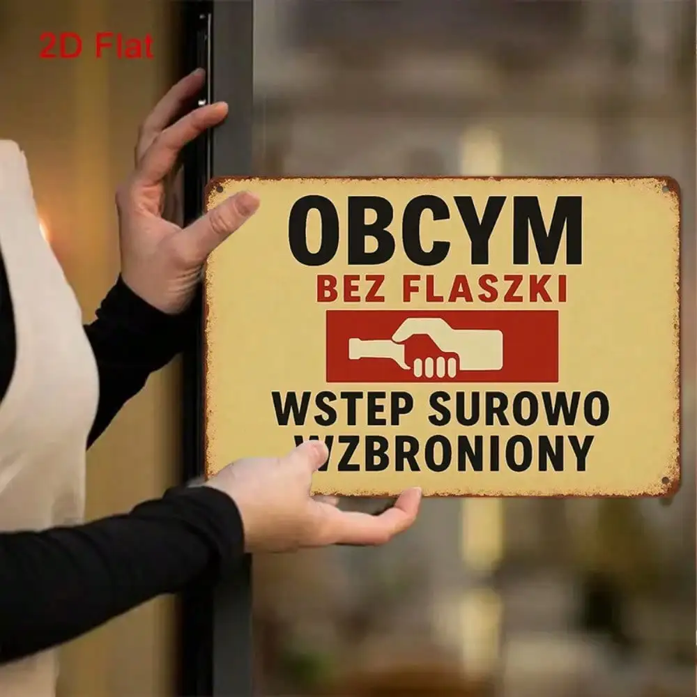 Vintage Polish Warning Metal Wall Sign 8x12Inch Rustic Weathered Farmhouse Plaque Retro Wall Art For Home Yard Garage Wall Decor - Image 2