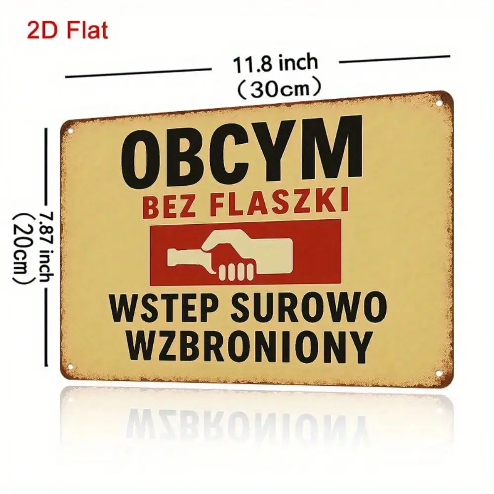 Vintage Polish Warning Metal Wall Sign 8x12Inch Rustic Weathered Farmhouse Plaque Retro Wall Art For Home Yard Garage Wall Decor - Image 3
