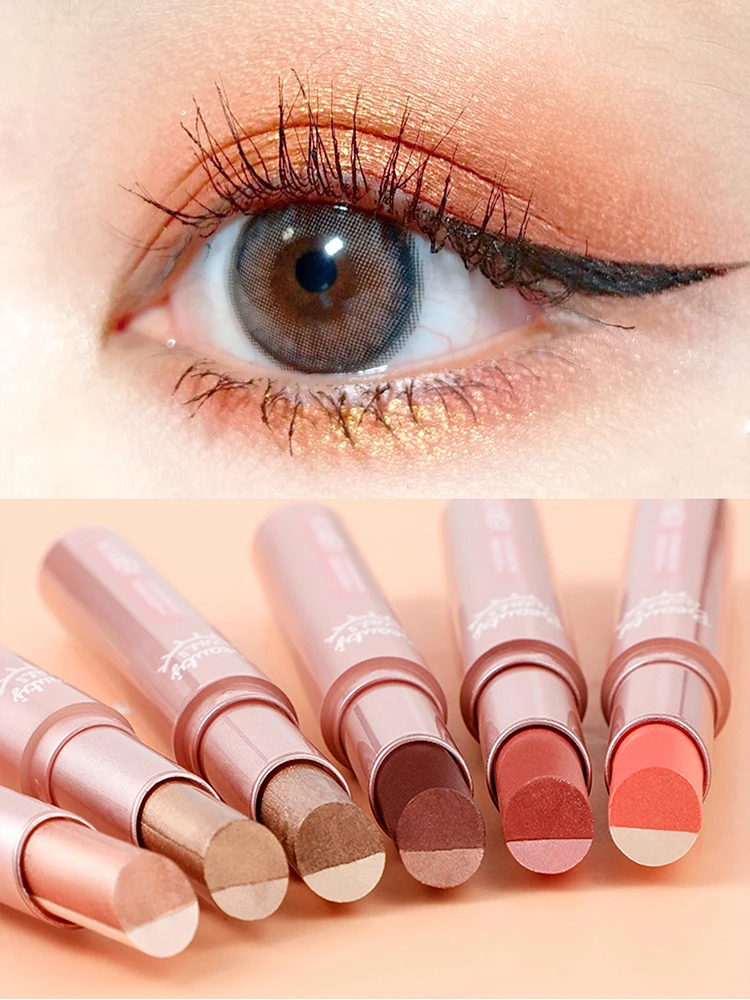 Waterproof Double Color Eye Shadow Stick - Gradient, Sweat-proof, and Smudge-proof Makeup Tool for Easy and Long-lasting - Image 2