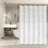 White Lotus Minimalist Shower Curtain, Fresh Style Bathroom Partition Curtain, Beautiful Curtain for Rental Home Bathroom Renovation