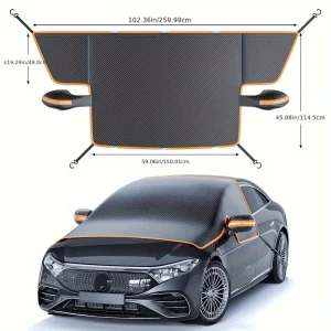Windproof Snow Cover for Cars, Universal Windshield Frost Protector with Magnetic Edges, Durable Oxford Fabric