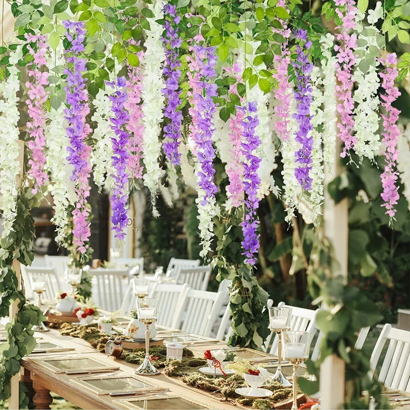 Wisteria Vine Artificial Flowers Wholesale 110cm Trailing Fake Flower String for Home Wedding Party Decor Silk Wisteria Garland - Image 2