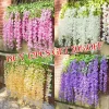 Wisteria Vine Artificial Flowers Wholesale 110cm Trailing Fake Flower String for Home Wedding Party Decor Silk Wisteria Garland