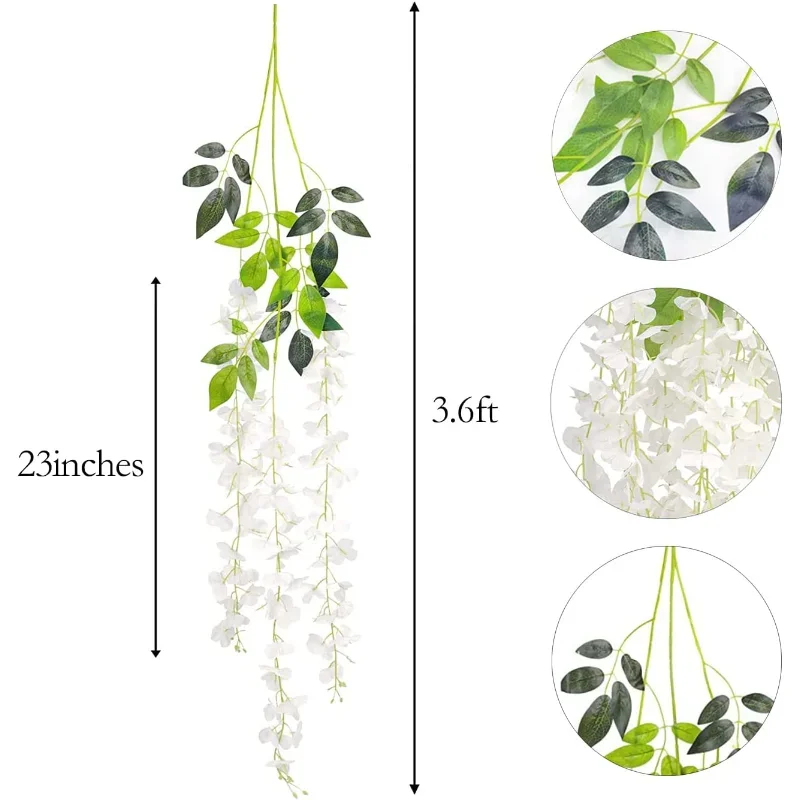 Wisteria Vine Artificial Flowers Wholesale 110cm Trailing Fake Flower String for Home Wedding Party Decor Silk Wisteria Garland - Image 3