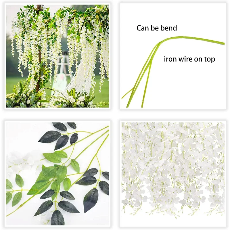 Wisteria Vine Artificial Flowers Wholesale 110cm Trailing Fake Flower String for Home Wedding Party Decor Silk Wisteria Garland - Image 4