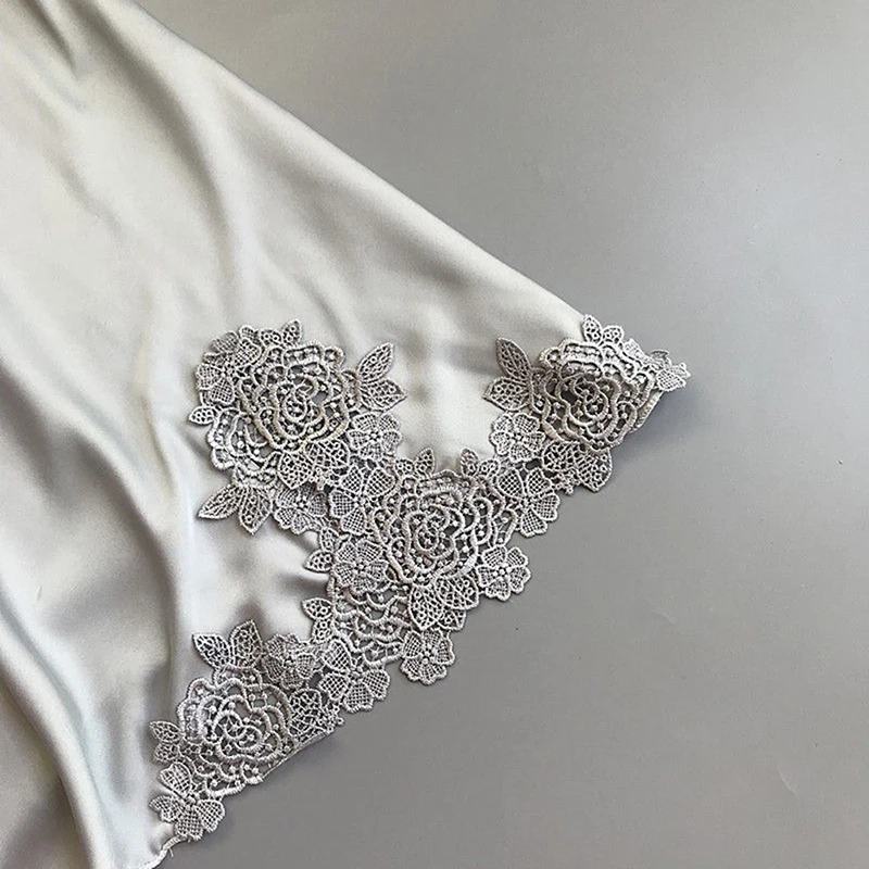 Women Sexy Lingerie Silk Lace Robe Dress Babydoll Nightdress Nightgown Sleepwear - Image 3