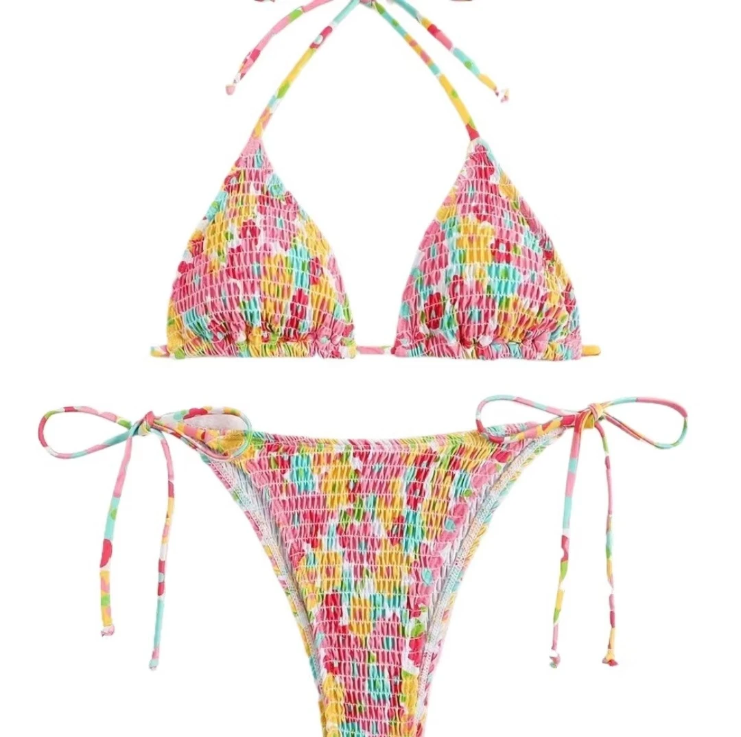 Women Y2K Japanese Lolita Floral Ruffle Two Piece Bikini Slim Sexy Outfit Summer Beach Daily Swimwear Ladies Holiday Wear - Image 3