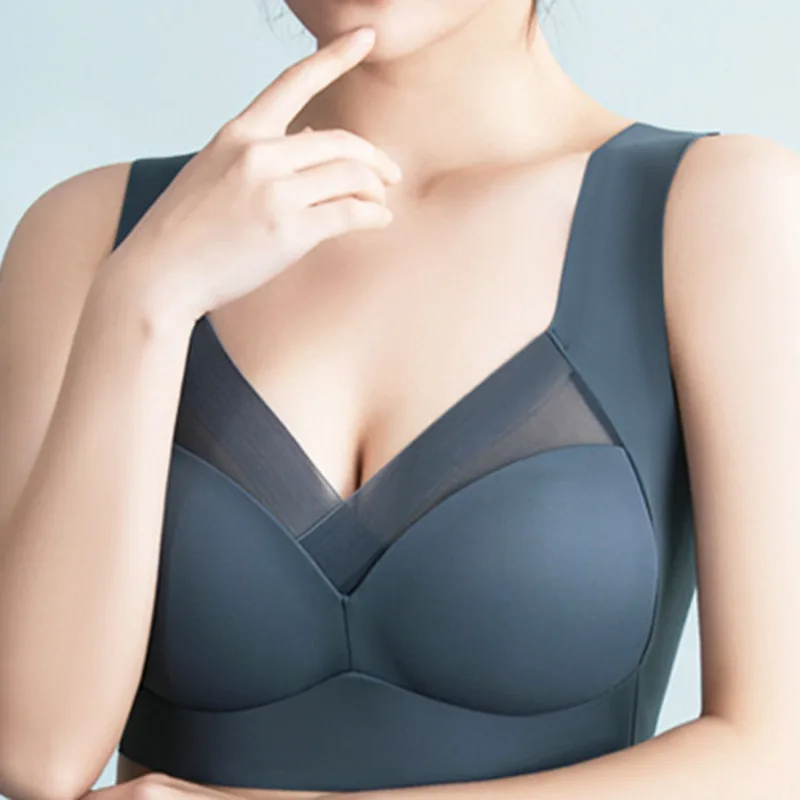 Women's Bra Large Size Seamless Thin Lace Wrap Chest Underwear One-Piece Fixed Cup No Steel Ring Gather Vest Bra Women - Image 2
