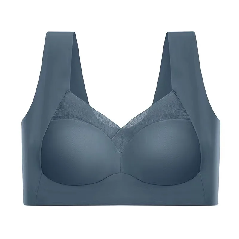 Women's Bra Large Size Seamless Thin Lace Wrap Chest Underwear One-Piece Fixed Cup No Steel Ring Gather Vest Bra Women - Image 6
